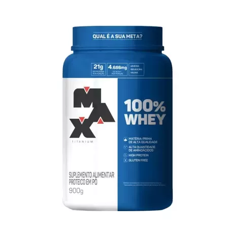100% Whey Protein Refil 900g Max Titanium - Chocolate/Morango